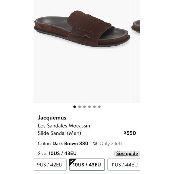 Jacquemus Les Brown Suede Men Sandals Leather Slides Size 43 US10 - Picture 12 of 12